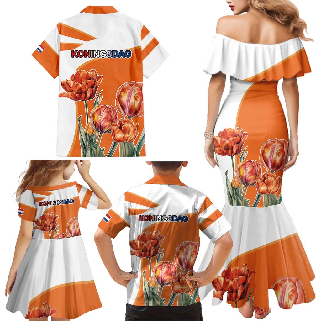 Netherlands Koningsdag Family Matching Mermaid Dress and Hawaiian Shirt Happy King's Day