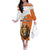 Netherlands Koningsdag Family Matching Off The Shoulder Long Sleeve Dress and Hawaiian Shirt Happy King's Day