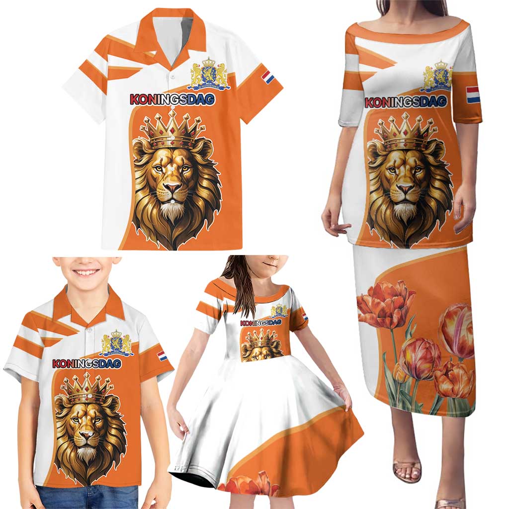 Netherlands Koningsdag Family Matching Puletasi and Hawaiian Shirt Happy King's Day