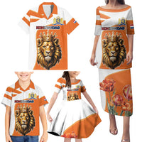 Netherlands Koningsdag Family Matching Puletasi and Hawaiian Shirt Happy King's Day