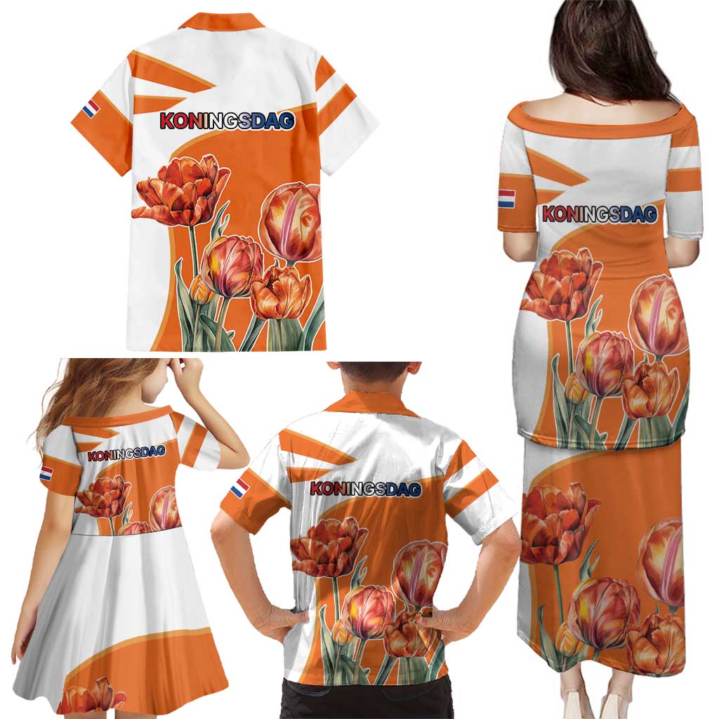Netherlands Koningsdag Family Matching Puletasi and Hawaiian Shirt Happy King's Day