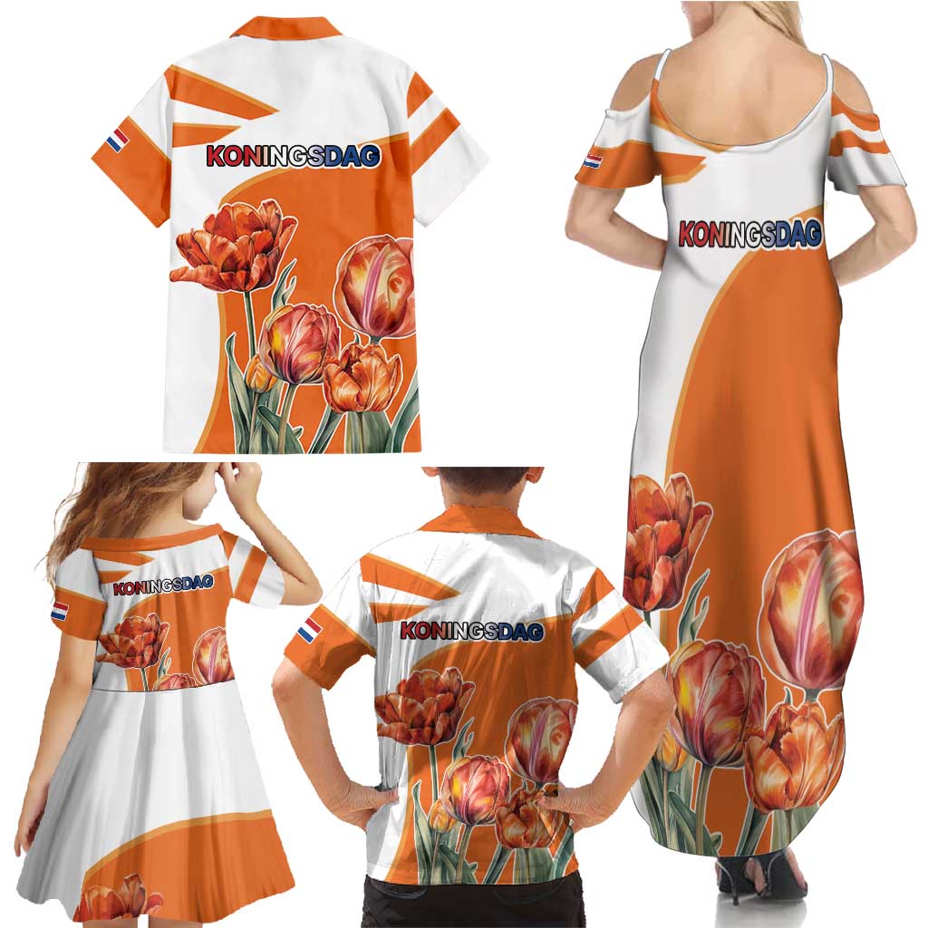 Netherlands Koningsdag Family Matching Summer Maxi Dress and Hawaiian Shirt Happy King's Day
