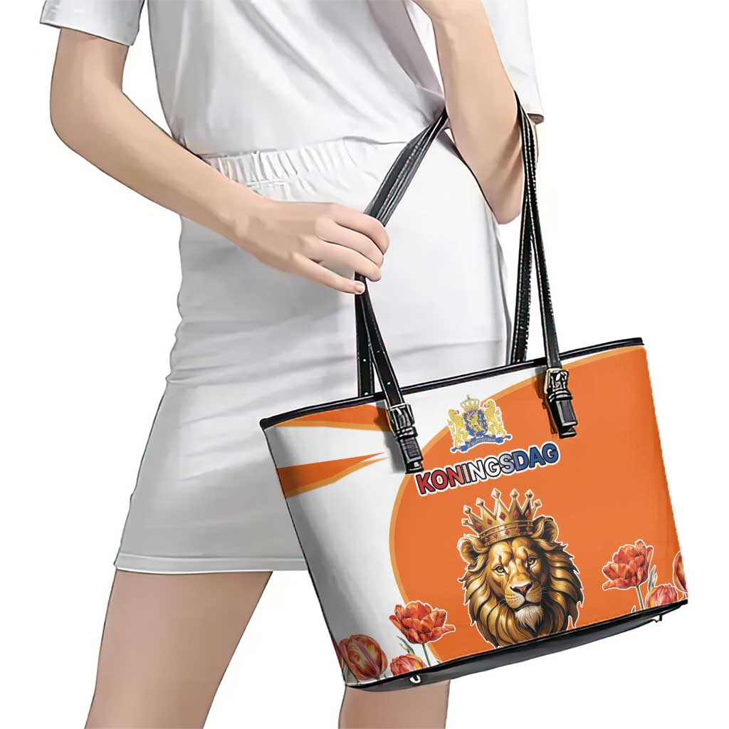 Netherlands Koningsdag Leather Tote Bag Happy King's Day