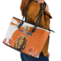 Netherlands Koningsdag Leather Tote Bag Happy King's Day