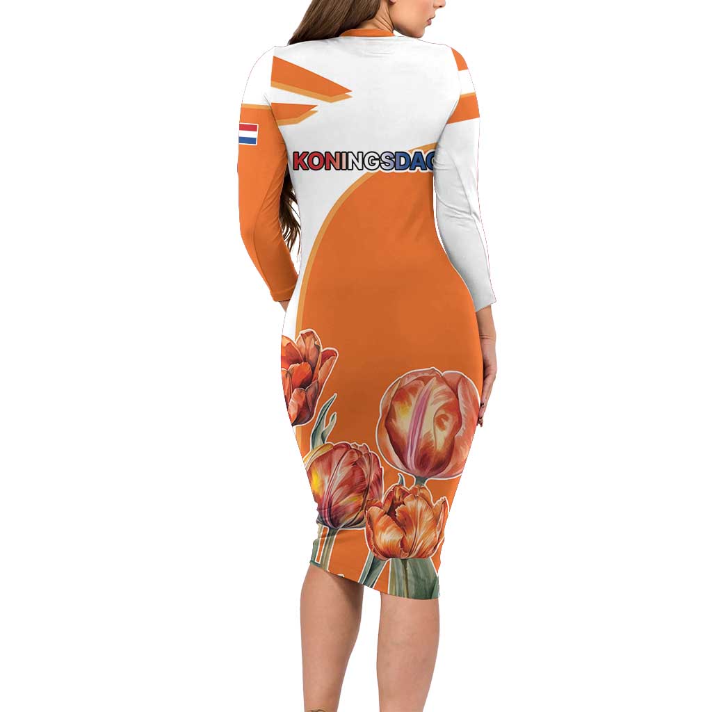 Netherlands Koningsdag Long Sleeve Bodycon Dress Happy King's Day