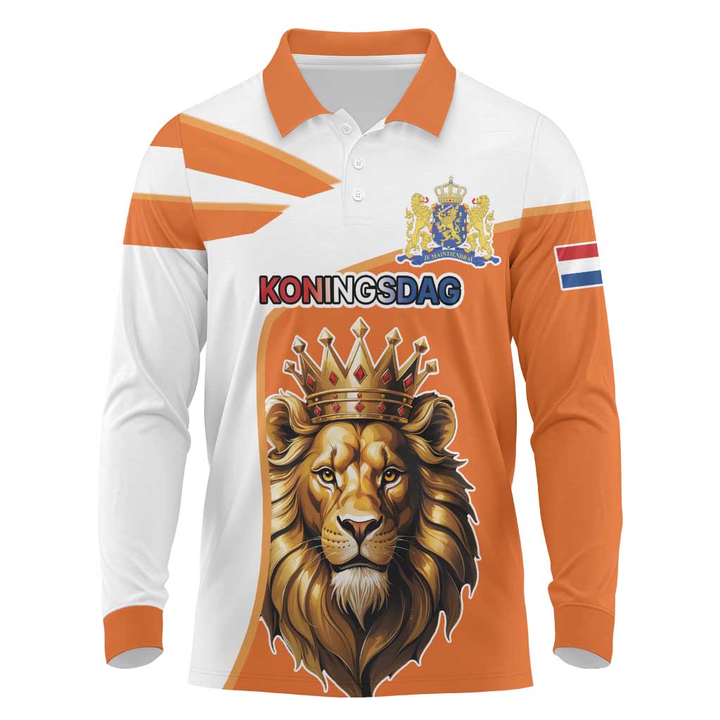 Netherlands Koningsdag Long Sleeve Polo Shirt Happy King's Day