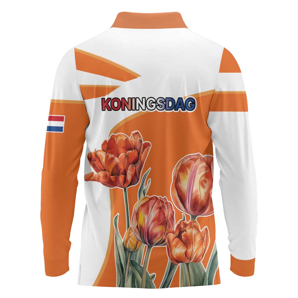 Netherlands Koningsdag Long Sleeve Polo Shirt Happy King's Day