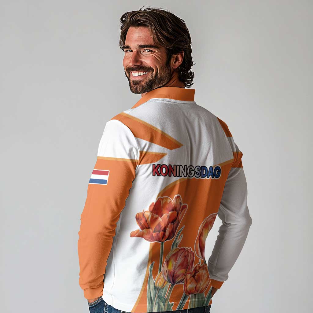 Netherlands Koningsdag Long Sleeve Polo Shirt Happy King's Day