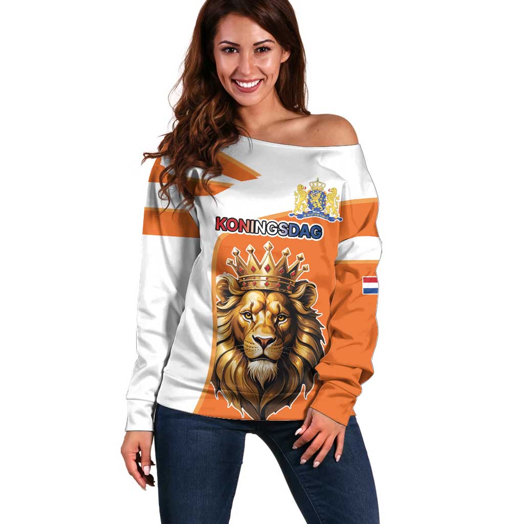 Netherlands Koningsdag Off Shoulder Sweater Happy King's Day