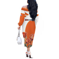 Netherlands Koningsdag Off The Shoulder Long Sleeve Dress Happy King's Day