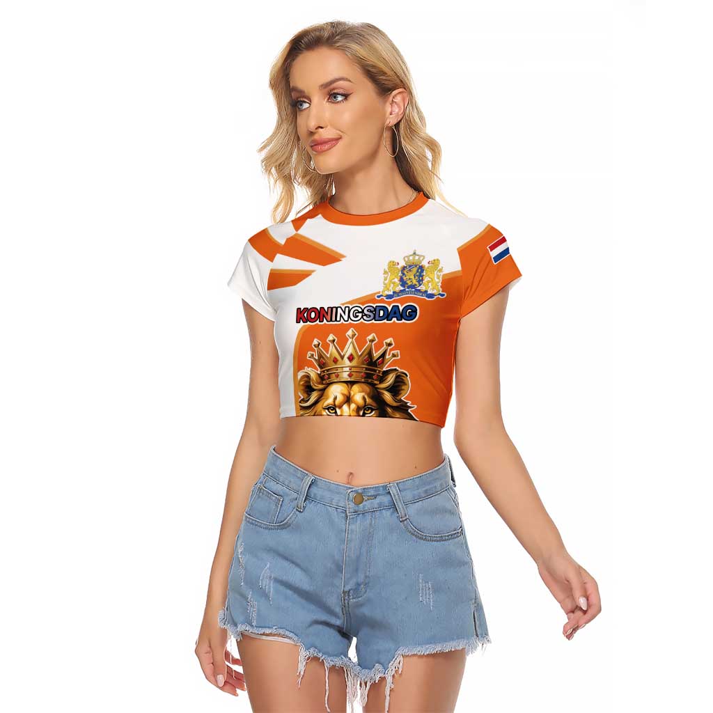 Netherlands Koningsdag Raglan Cropped T Shirt Happy King's Day