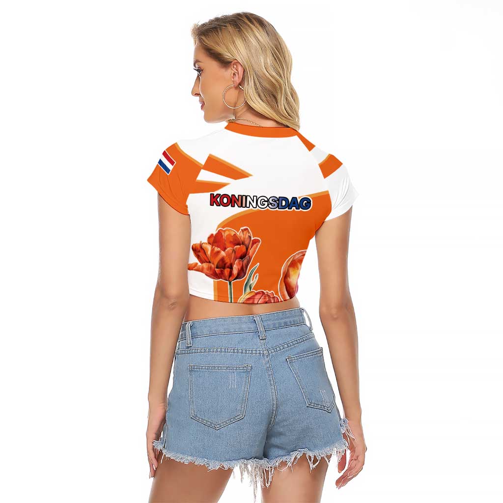 Netherlands Koningsdag Raglan Cropped T Shirt Happy King's Day