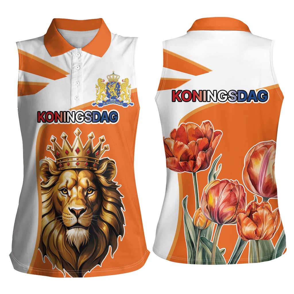 Netherlands Koningsdag Women Sleeveless Polo Shirt Happy King's Day