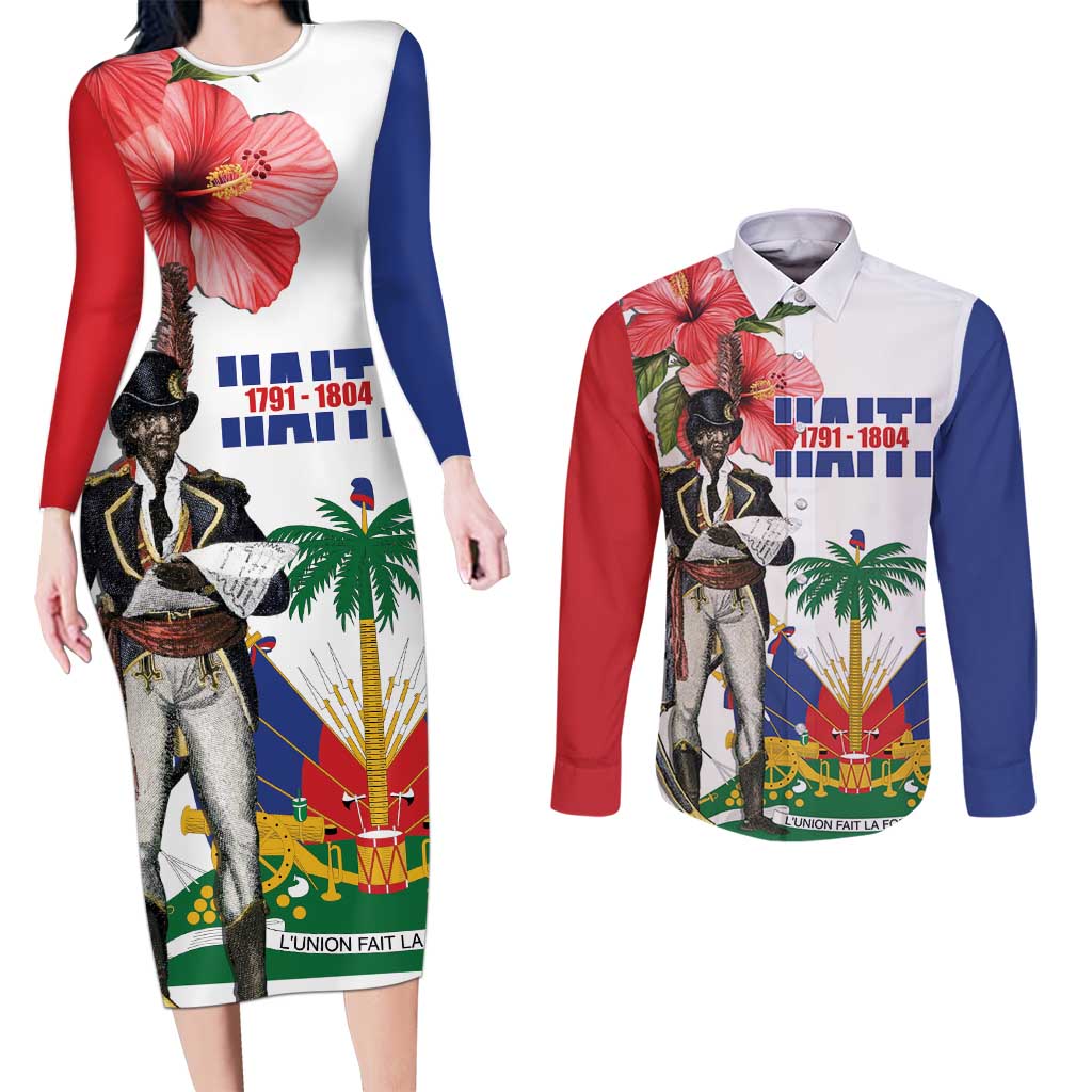 Haitian Revolution 1791-1804 Couples Matching Long Sleeve Bodycon Dress and Long Sleeve Button Shirt Lage d Lendependans