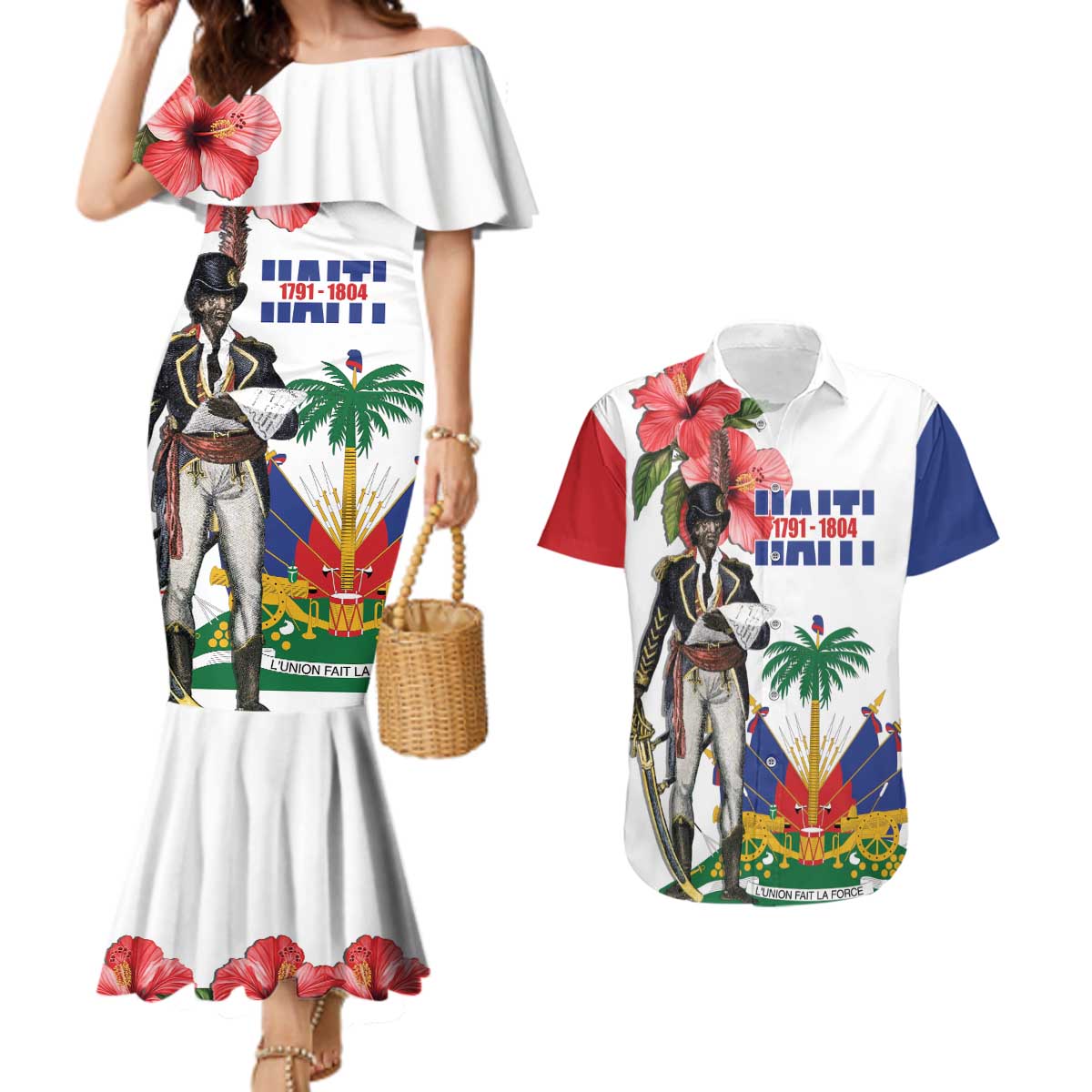 Haitian Revolution 1791-1804 Couples Matching Mermaid Dress and Hawaiian Shirt Lage d Lendependans