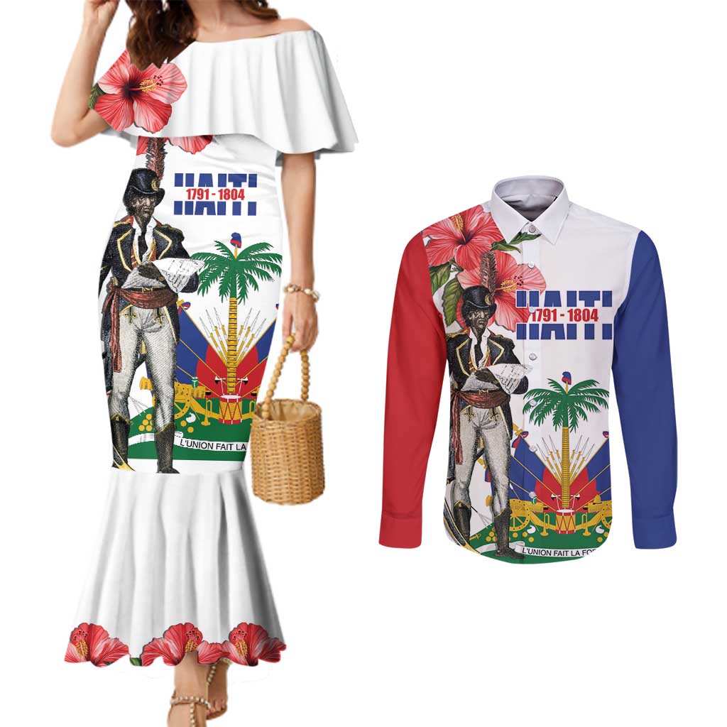 Haitian Revolution 1791-1804 Couples Matching Mermaid Dress and Long Sleeve Button Shirt Lage d Lendependans
