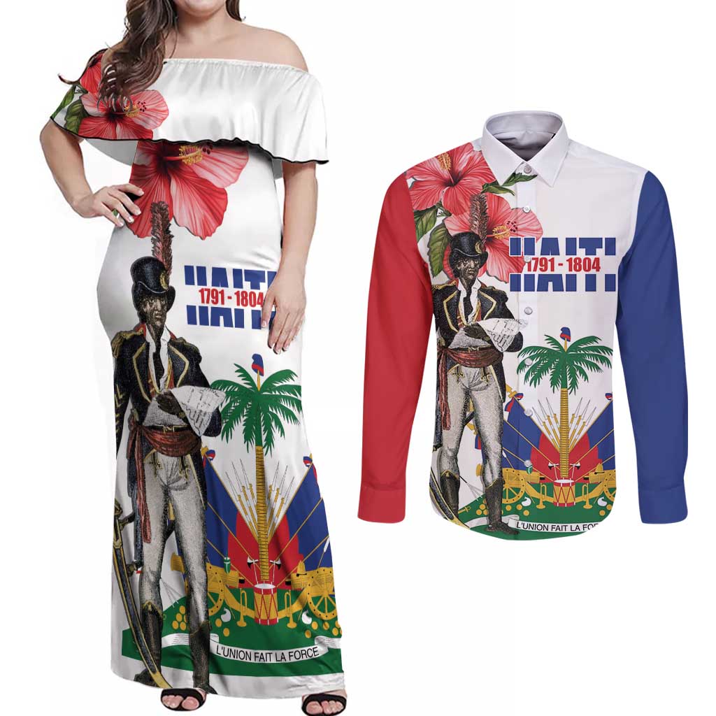 Haitian Revolution 1791-1804 Couples Matching Off Shoulder Maxi Dress and Long Sleeve Button Shirt Lage d Lendependans