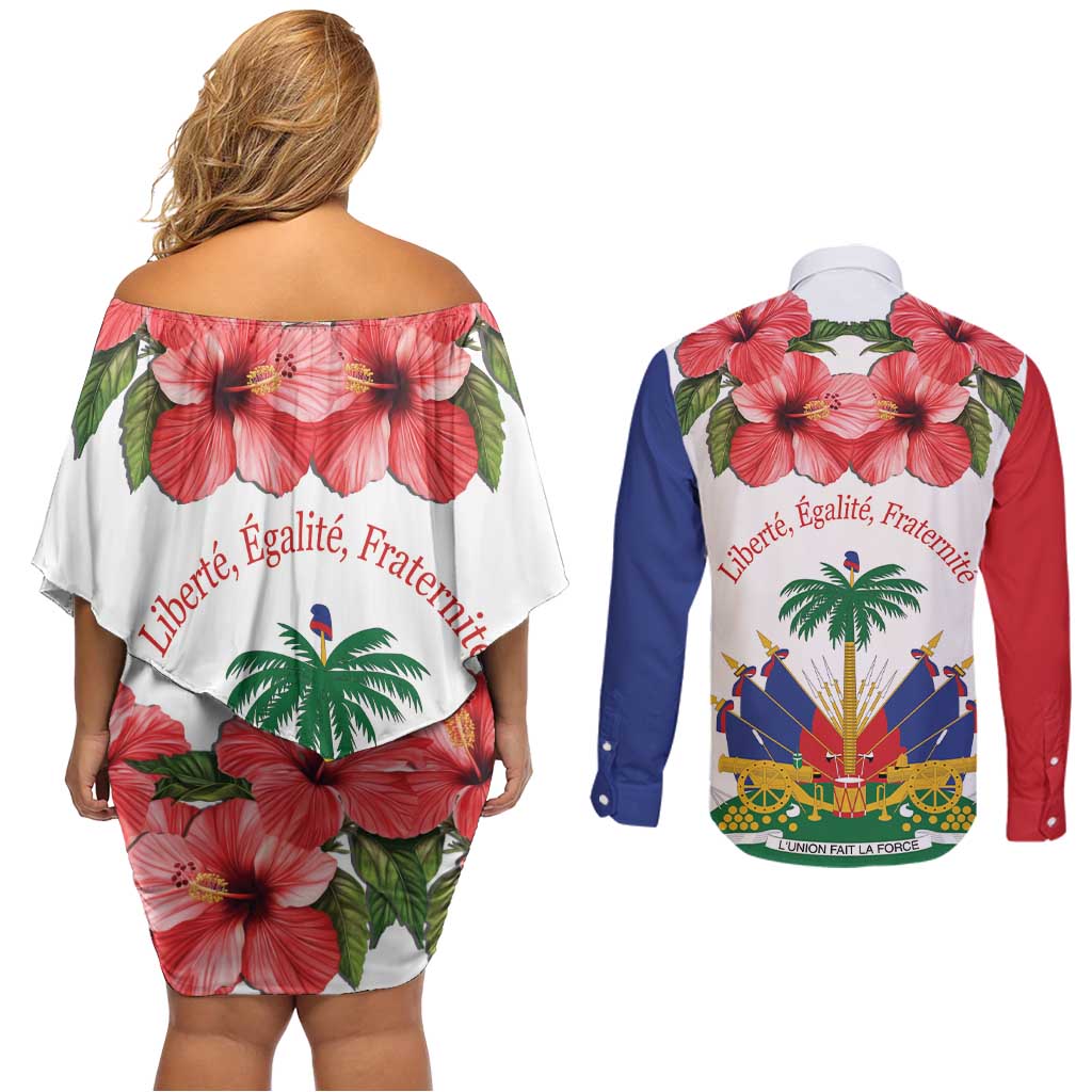 Haitian Revolution 1791-1804 Couples Matching Off Shoulder Short Dress and Long Sleeve Button Shirt Lage d Lendependans