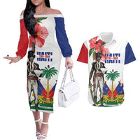 Haitian Revolution 1791-1804 Couples Matching Off The Shoulder Long Sleeve Dress and Hawaiian Shirt Lage d Lendependans