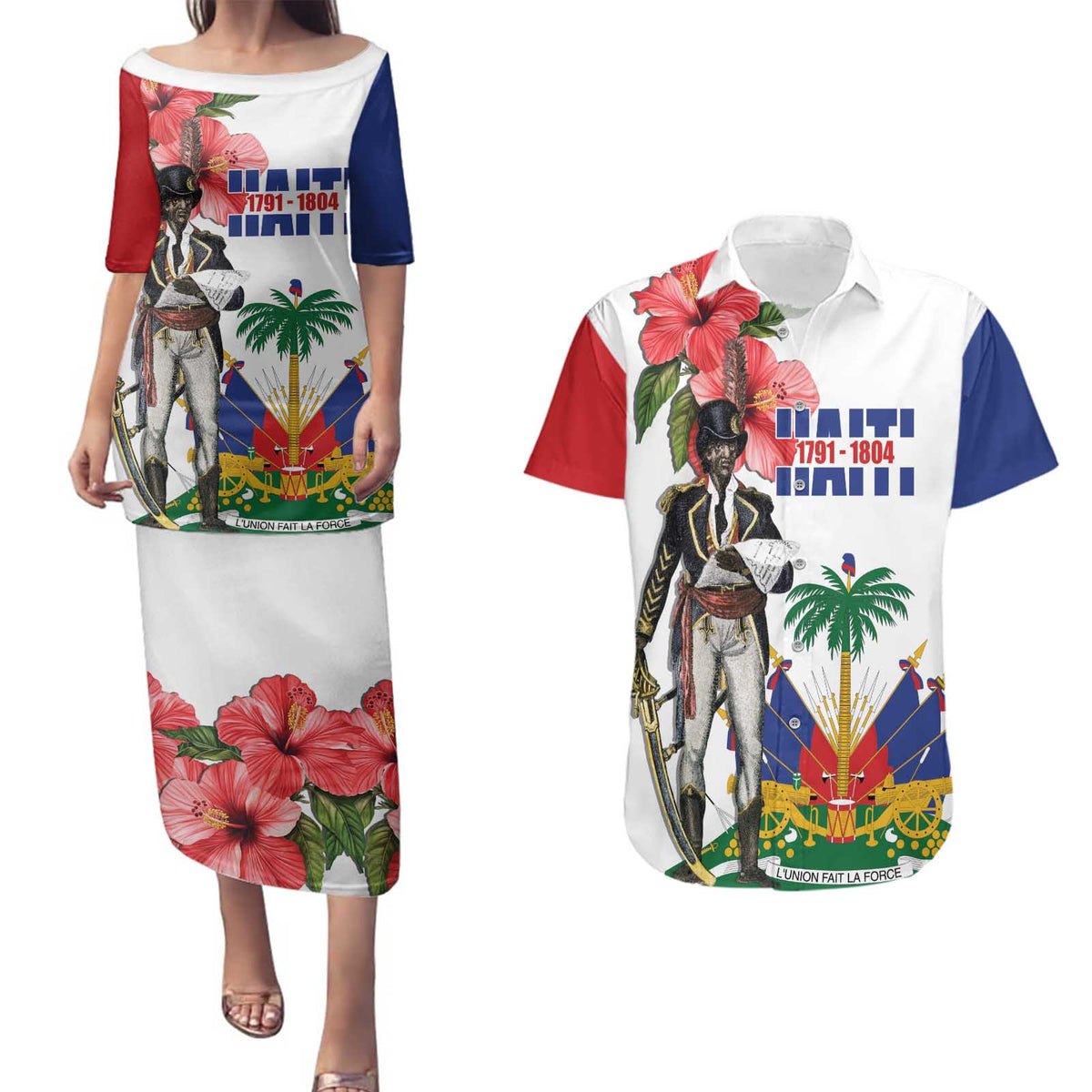 Haitian Revolution 1791-1804 Couples Matching Puletasi and Hawaiian Shirt Lage d Lendependans