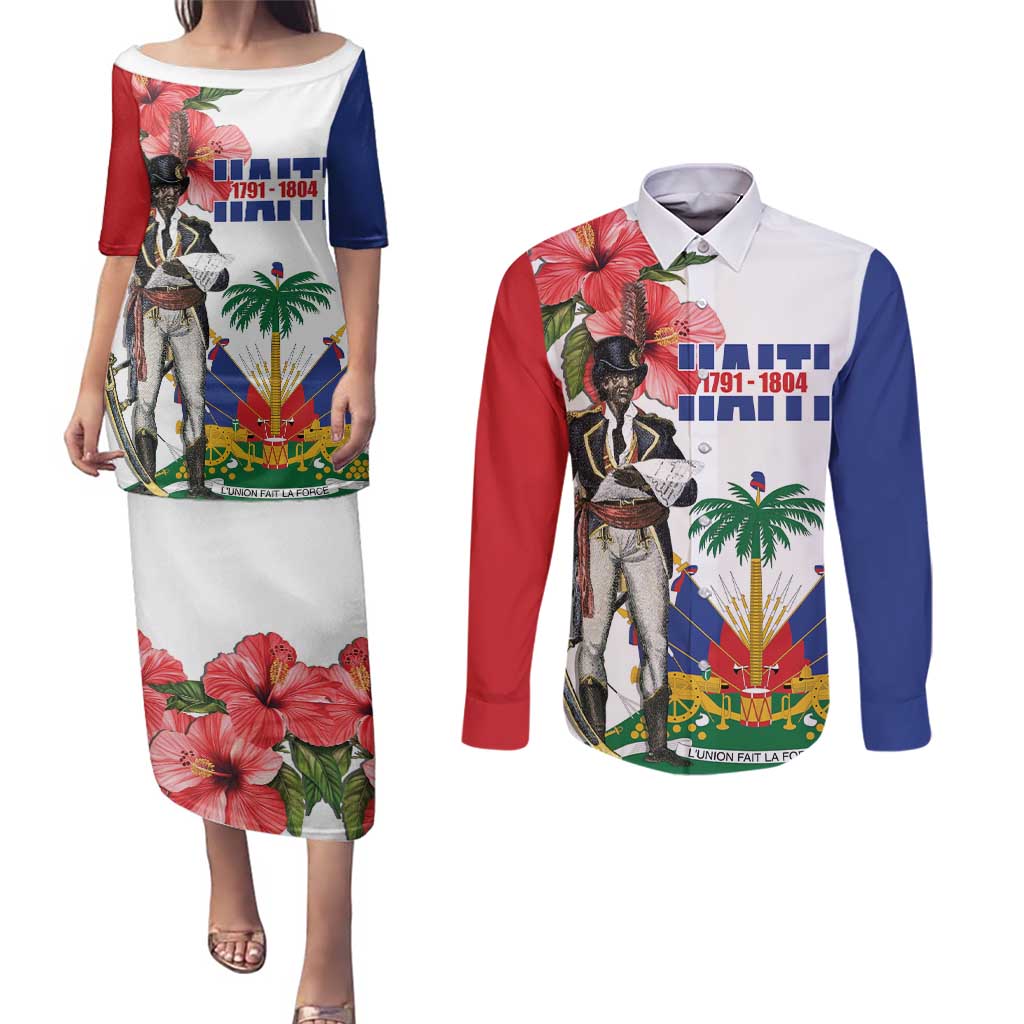 Haitian Revolution 1791-1804 Couples Matching Puletasi and Long Sleeve Button Shirt Lage d Lendependans
