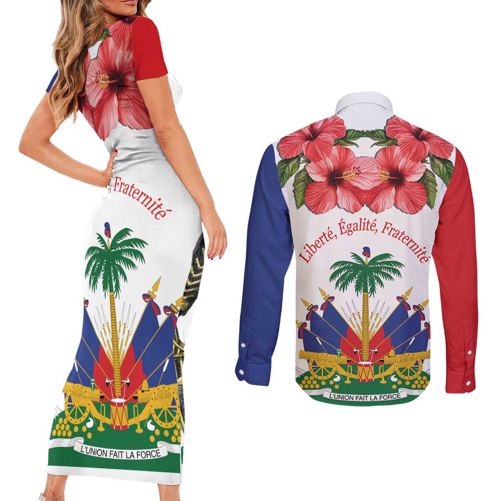 Haitian Revolution 1791-1804 Couples Matching Short Sleeve Bodycon Dress and Long Sleeve Button Shirt Lage d Lendependans