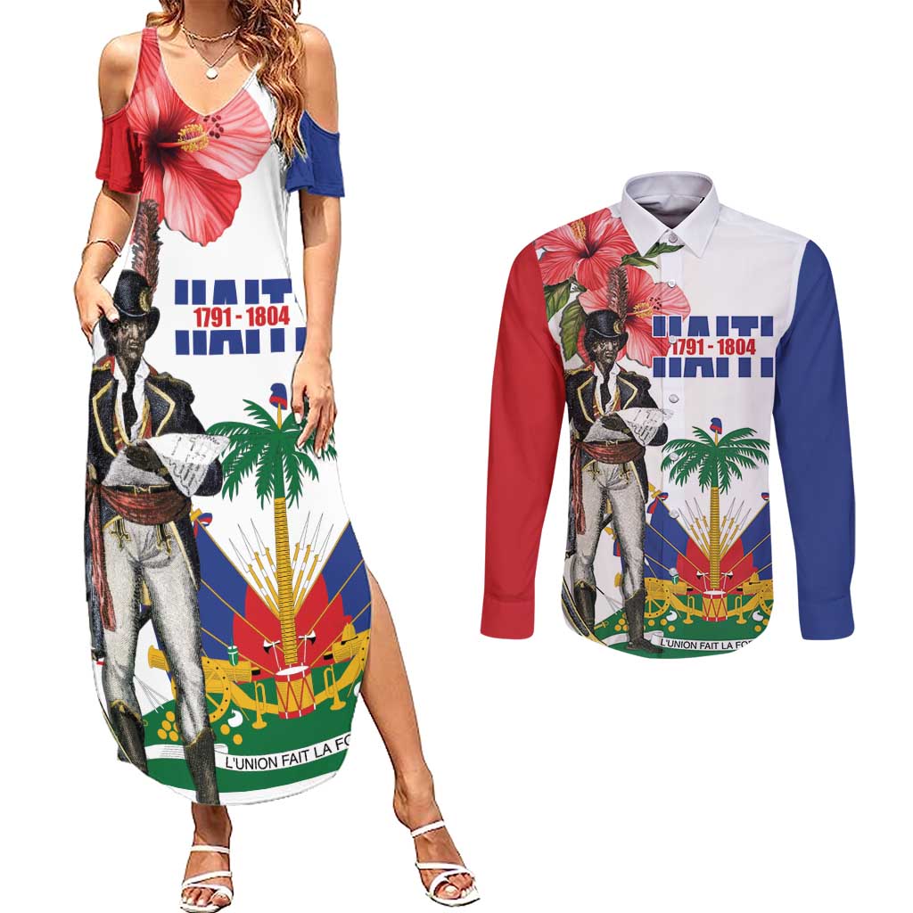 Haitian Revolution 1791-1804 Couples Matching Summer Maxi Dress and Long Sleeve Button Shirt Lage d Lendependans