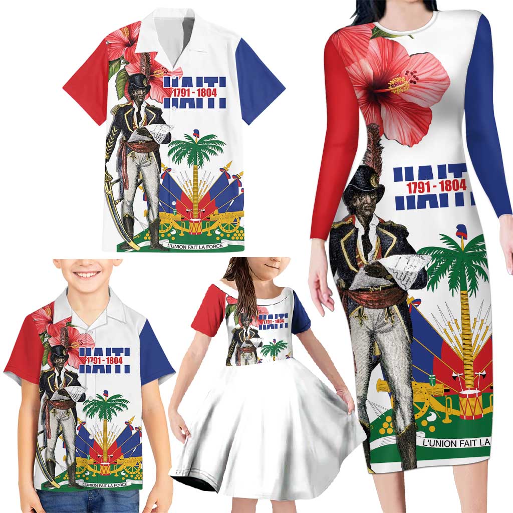 Haitian Revolution 1791-1804 Family Matching Long Sleeve Bodycon Dress and Hawaiian Shirt Lage d Lendependans