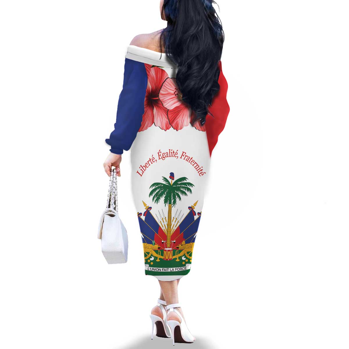 Haitian Revolution 1791-1804 Family Matching Off The Shoulder Long Sleeve Dress and Hawaiian Shirt Lage d Lendependans