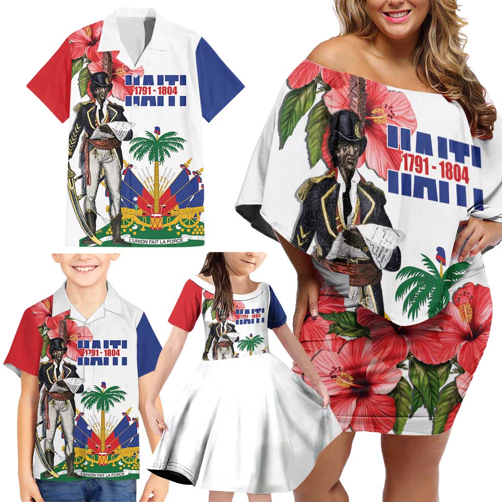 Haitian Revolution 1791-1804 Family Matching Off Shoulder Short Dress and Hawaiian Shirt Lage d Lendependans