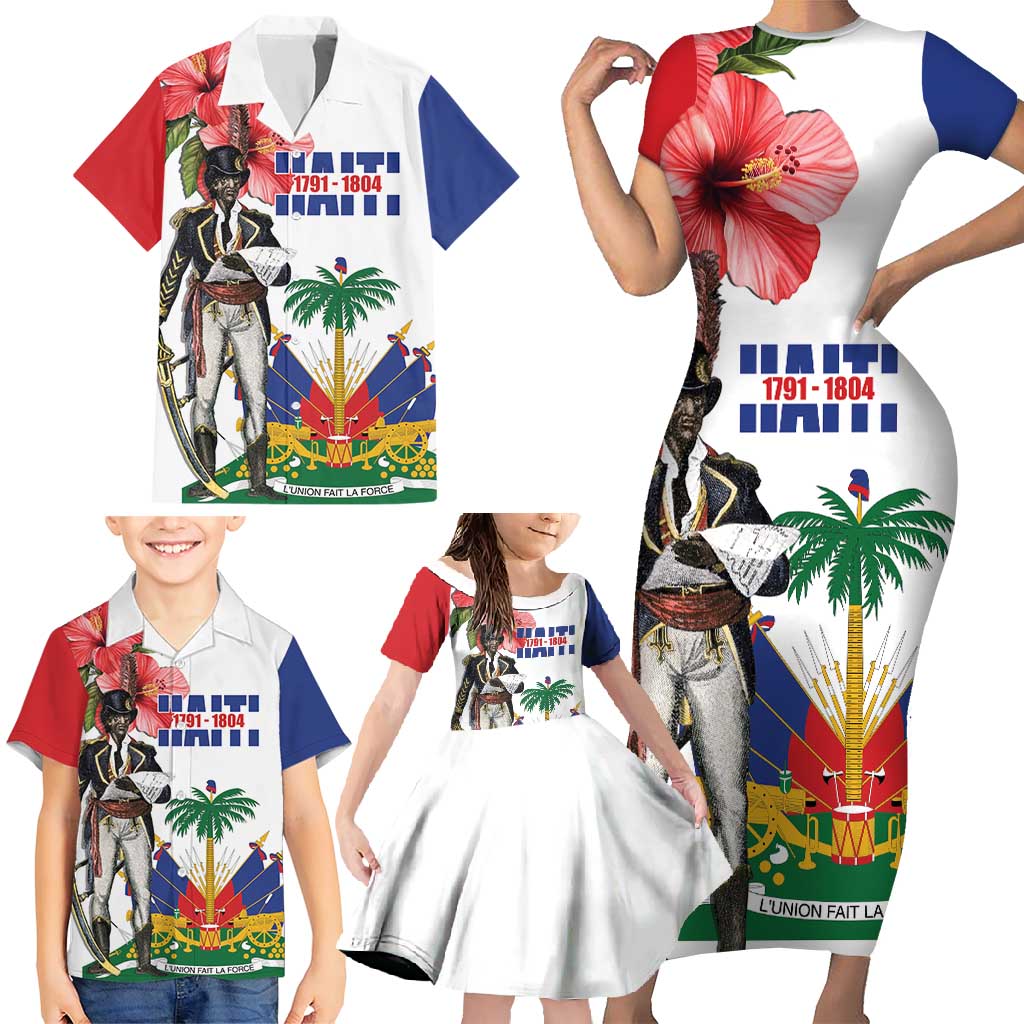 Haitian Revolution 1791-1804 Family Matching Short Sleeve Bodycon Dress and Hawaiian Shirt Lage d Lendependans