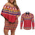 Greenland National Costumes Couples Matching Off Shoulder Short Dress and Long Sleeve Button Shirt Inuit Kalaallisuut style
