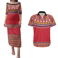 Greenland National Costumes Couples Matching Puletasi and Hawaiian Shirt Inuit Kalaallisuut style