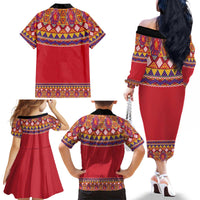 Greenland National Costumes Family Matching Off The Shoulder Long Sleeve Dress and Hawaiian Shirt Inuit Kalaallisuut style