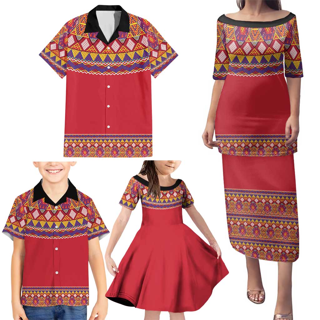 Greenland National Costumes Family Matching Puletasi and Hawaiian Shirt Inuit Kalaallisuut style