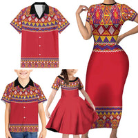 Greenland National Costumes Family Matching Short Sleeve Bodycon Dress and Hawaiian Shirt Inuit Kalaallisuut style