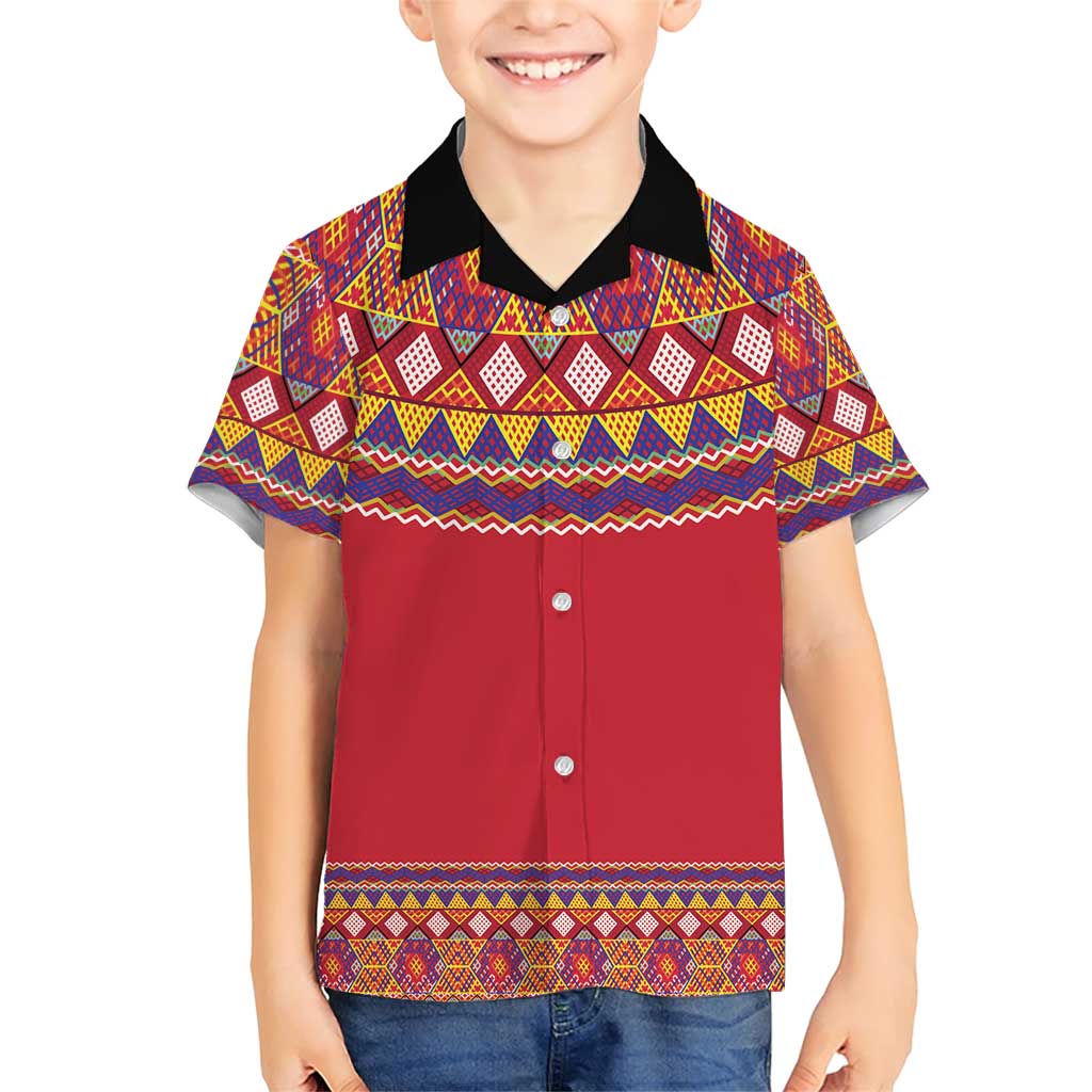 Greenland National Costumes Family Matching Short Sleeve Bodycon Dress and Hawaiian Shirt Inuit Kalaallisuut style