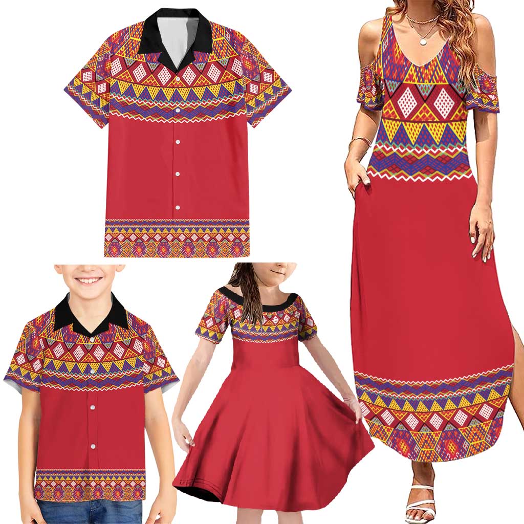 Greenland National Costumes Family Matching Summer Maxi Dress and Hawaiian Shirt Inuit Kalaallisuut style