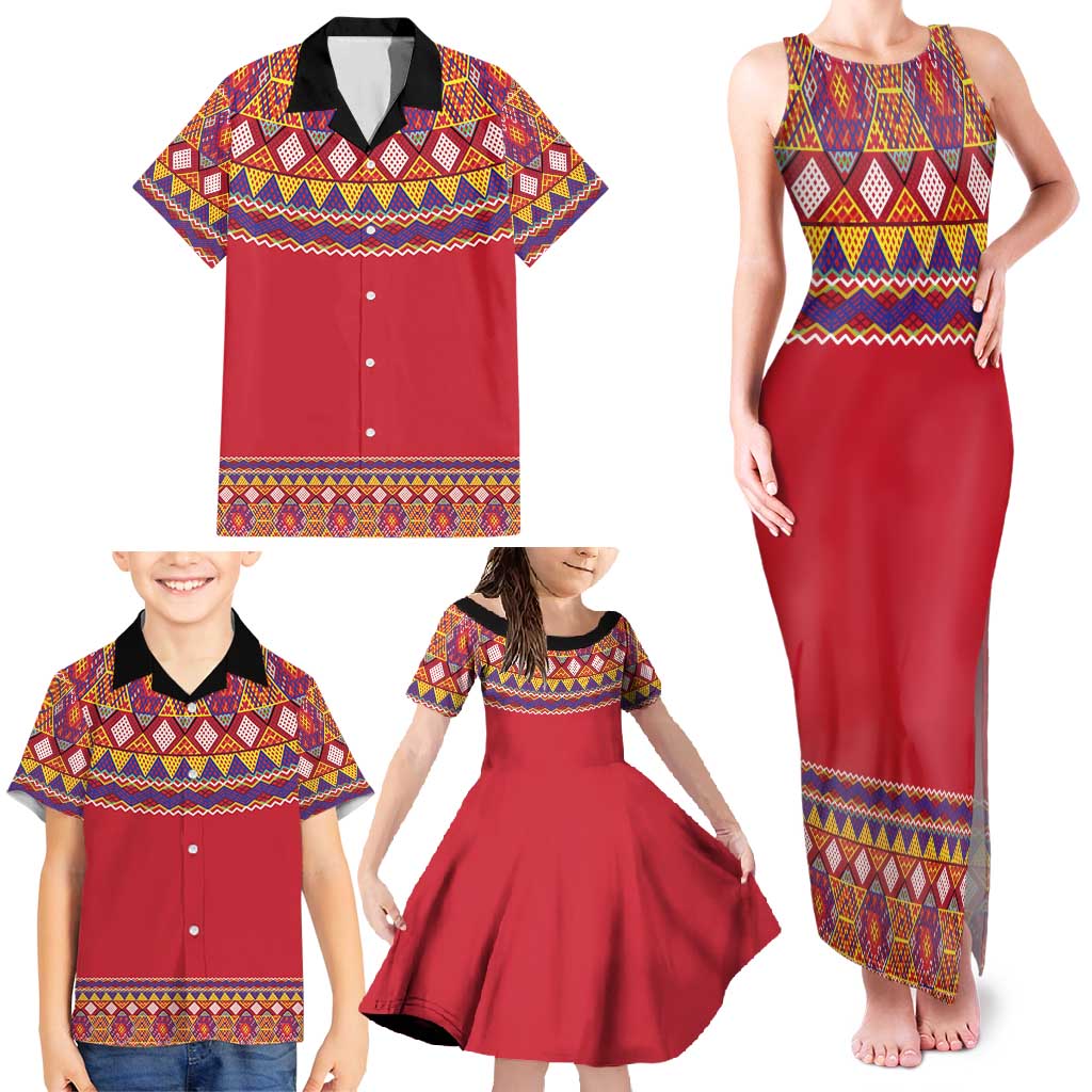 Greenland National Costumes Family Matching Tank Maxi Dress and Hawaiian Shirt Inuit Kalaallisuut style