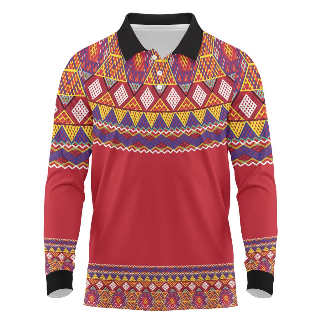 Greenland National Costumes Long Sleeve Polo Shirt Inuit Kalaallisuut style