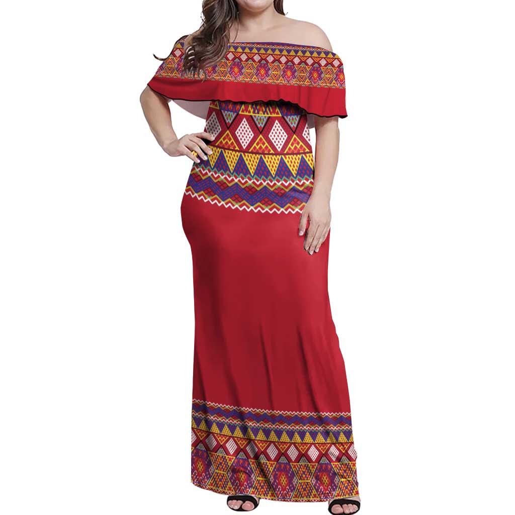 Greenland National Costumes Off Shoulder Maxi Dress Inuit Kalaallisuut style