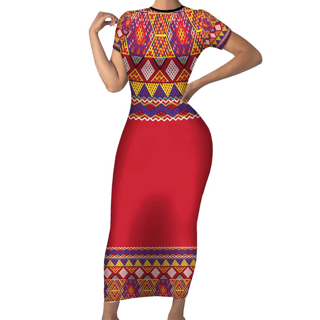 Greenland National Costumes Short Sleeve Bodycon Dress Inuit Kalaallisuut style