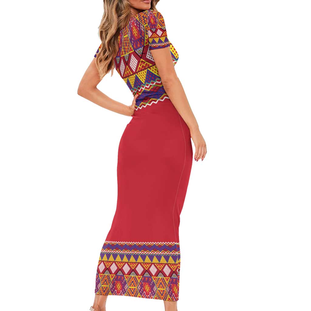 Greenland National Costumes Short Sleeve Bodycon Dress Inuit Kalaallisuut style