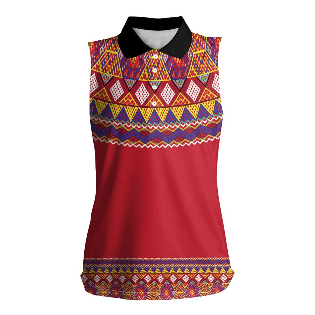 Greenland National Costumes Women Sleeveless Polo Shirt Inuit Kalaallisuut style