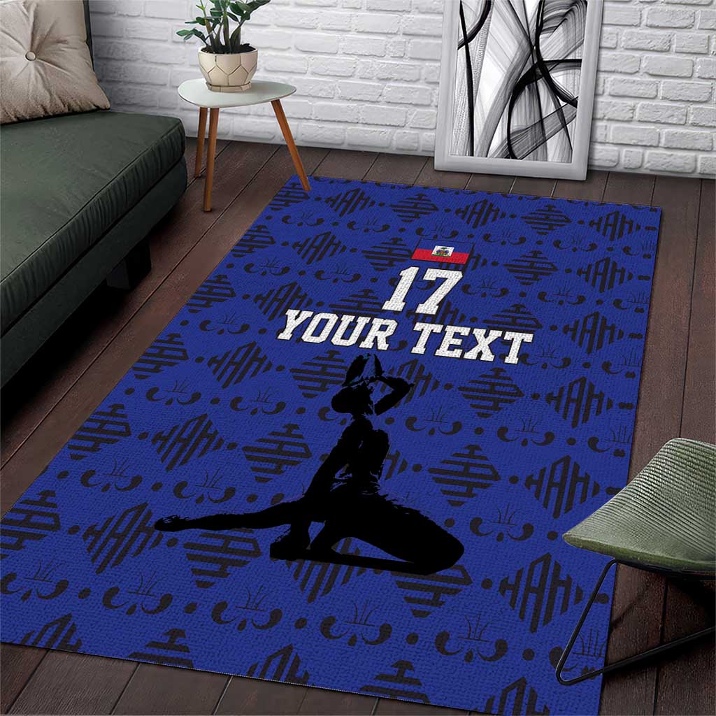 Custom Haiti Football Area Rug Come on Les Grenadiers Blue Style