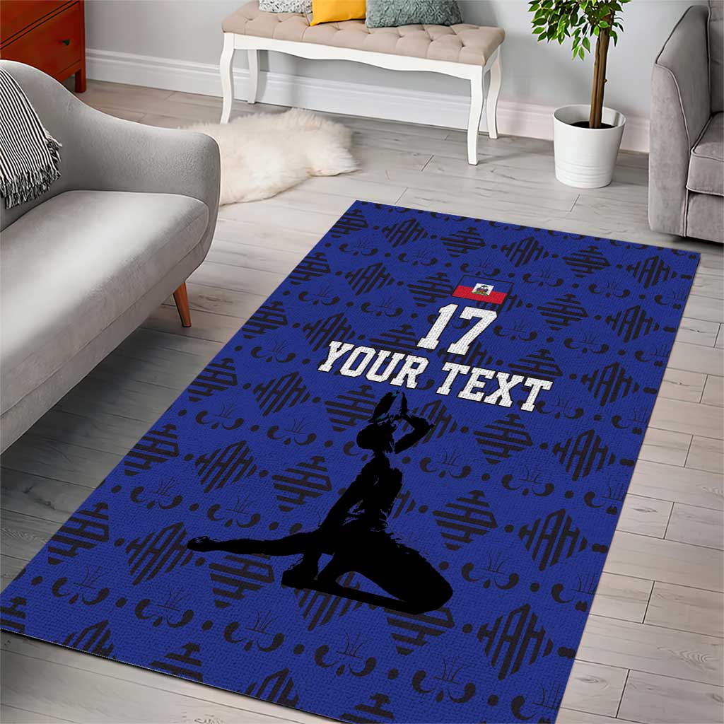 Custom Haiti Football Area Rug Come on Les Grenadiers Blue Style