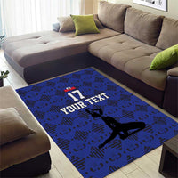 Custom Haiti Football Area Rug Come on Les Grenadiers Blue Style