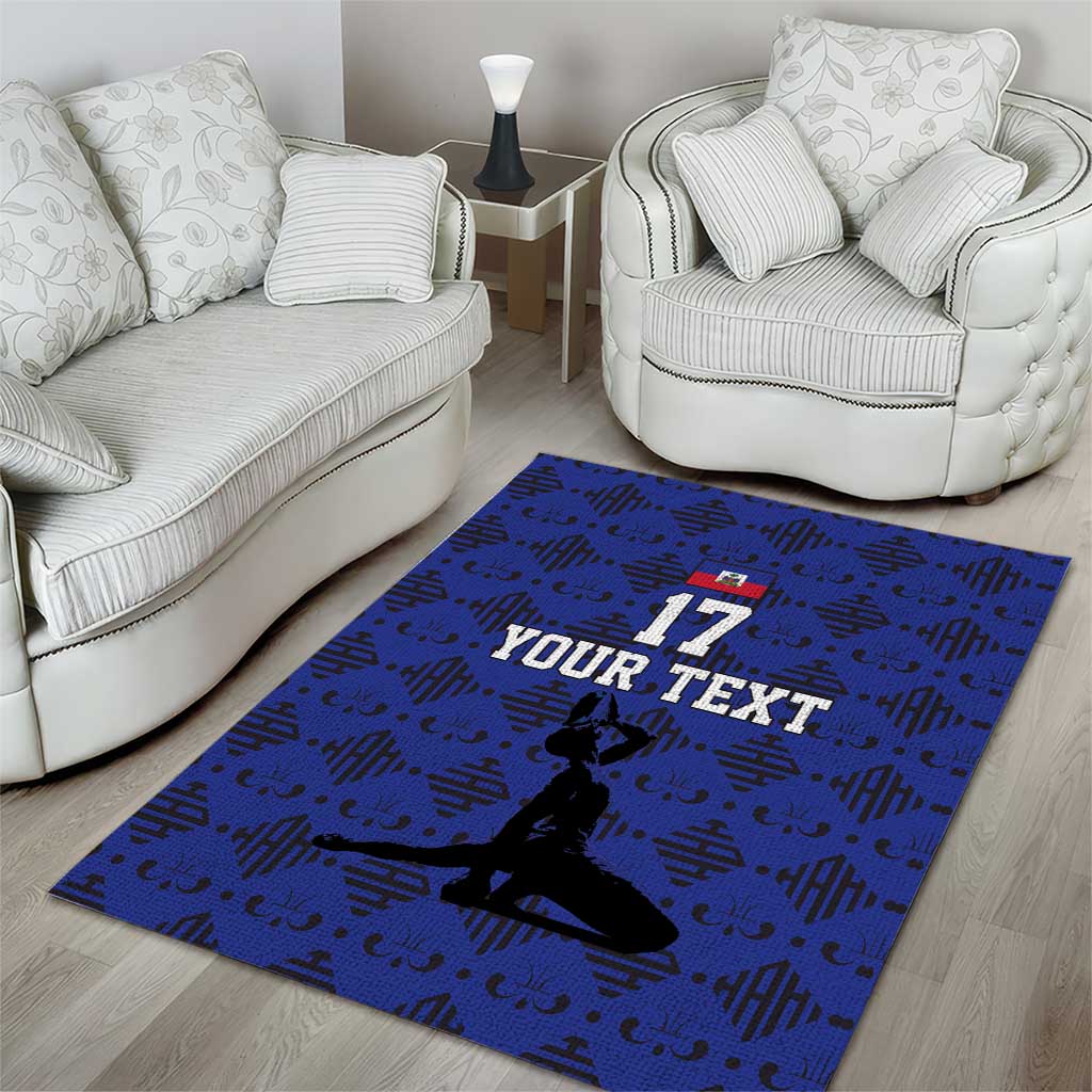 Custom Haiti Football Area Rug Come on Les Grenadiers Blue Style