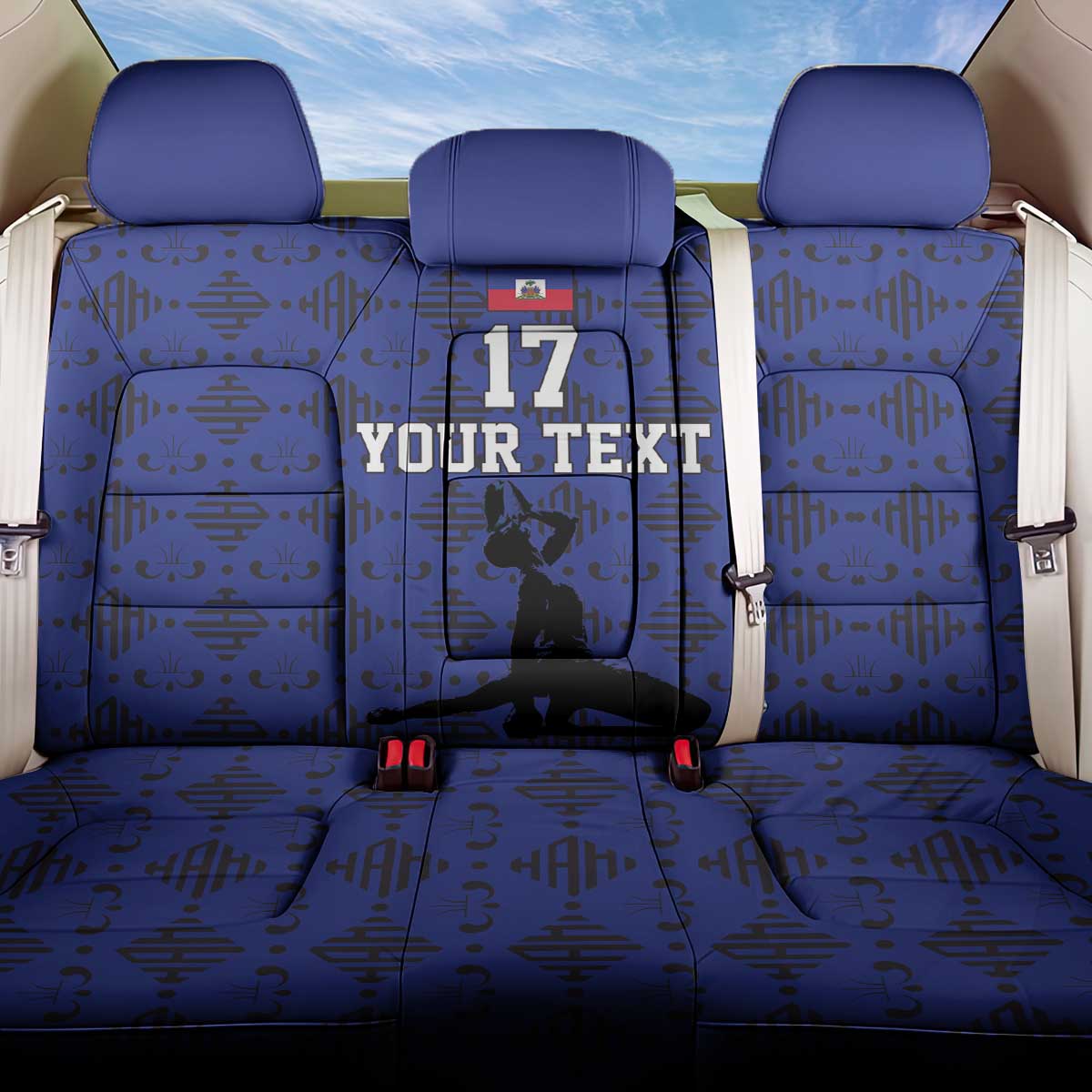 Custom Haiti Football Back Car Seat Cover Come on Les Grenadiers Blue Style