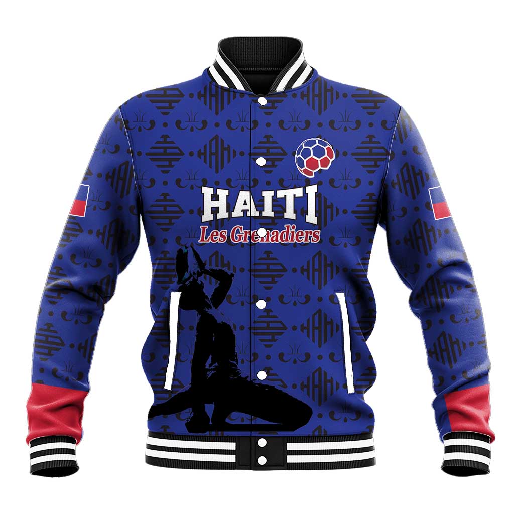 Custom Haiti Football Baseball Jacket Come on Les Grenadiers Blue Style